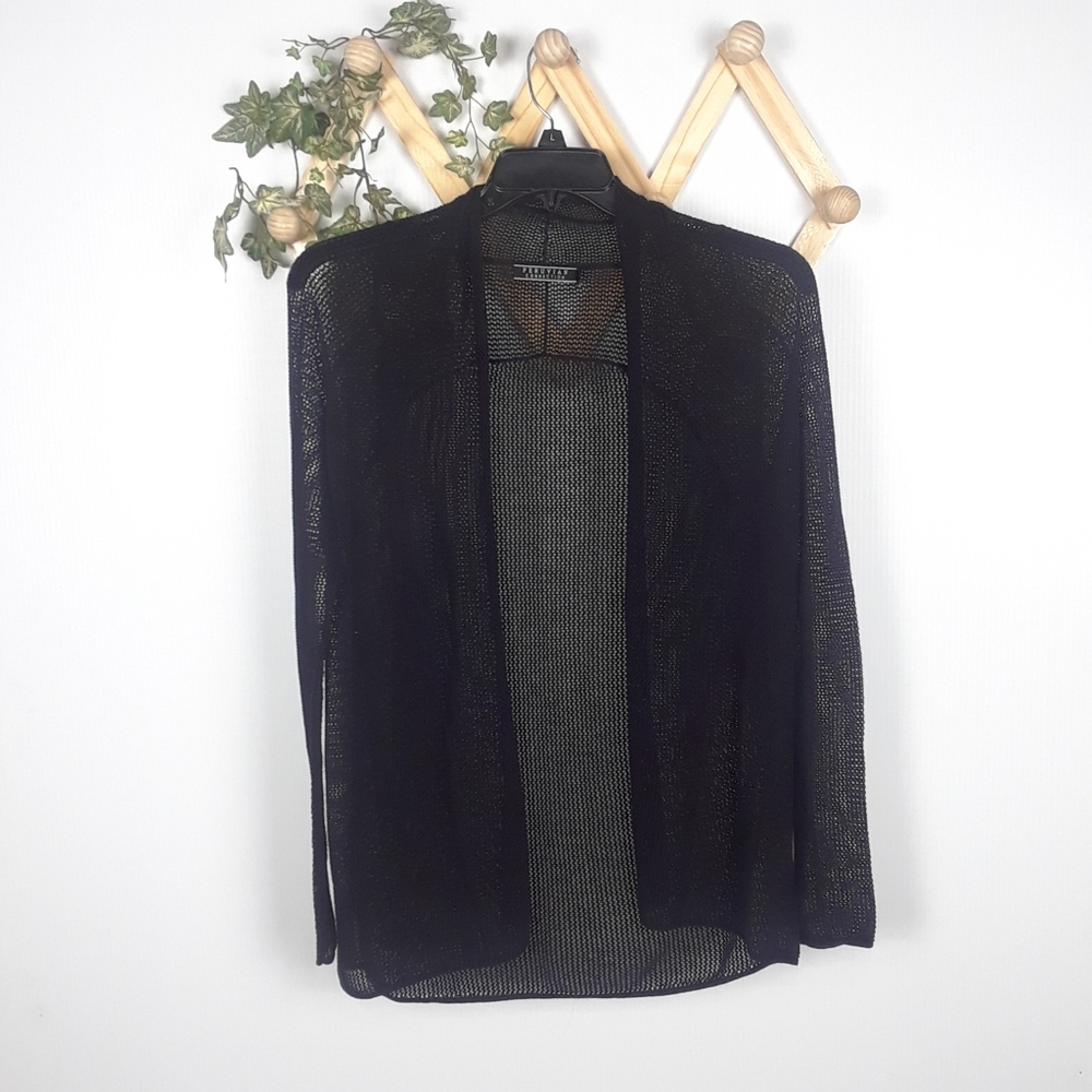 Peruvian Connection | black crocheted cardigan
